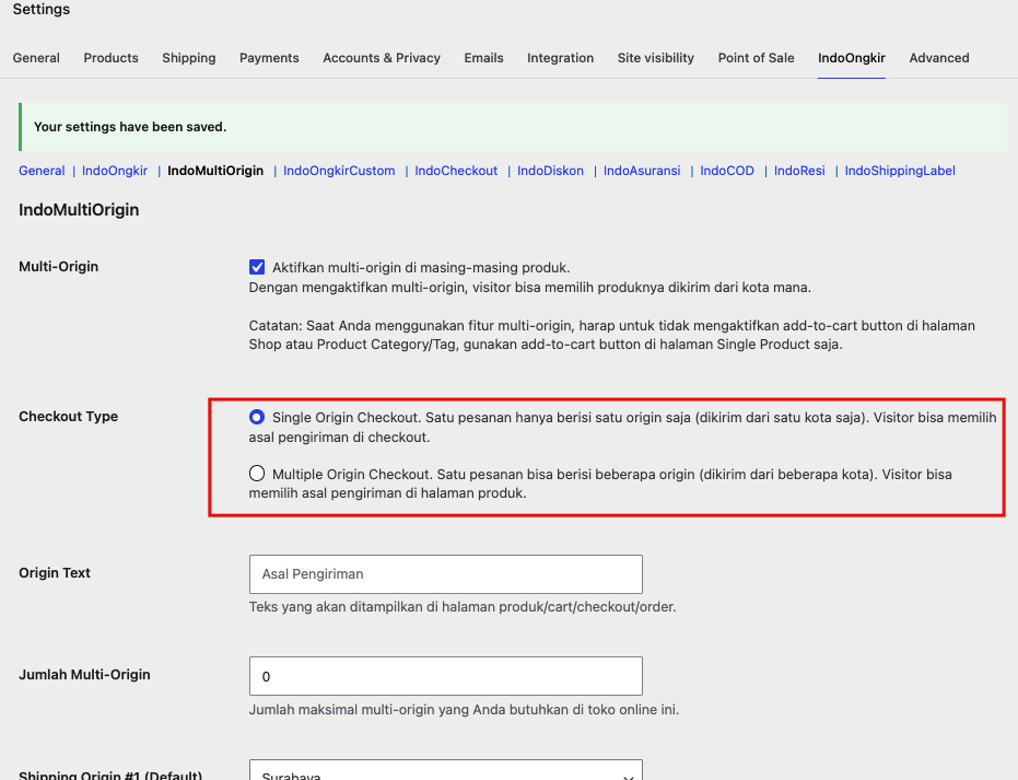 IndoOngkir Multi Origin