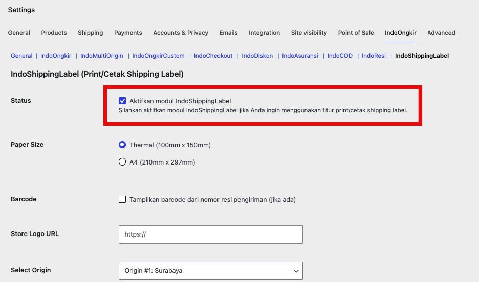 IndoOngkir Shipping Label