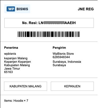 IndoOngkir Shipping Label