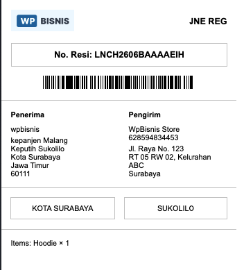 IndoOngkir Shipping Label